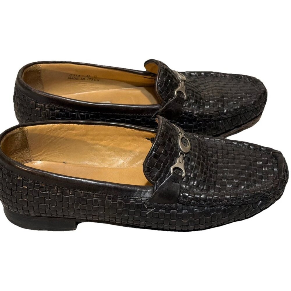 Coach Women's Size 8B Black Woven Leather Slip-On Loafers Shoes Made in Italy - Picture 3 of 8